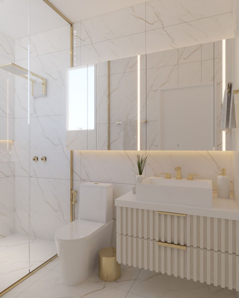 Contemporary Ensuite Bathroom with Touch-Sensor LED Anti-Fog Vanity Mirror #48